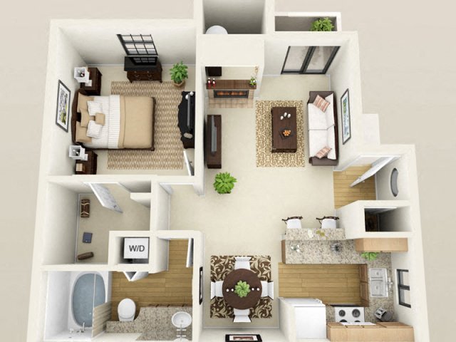 Floor plan for studio, 730 sqft